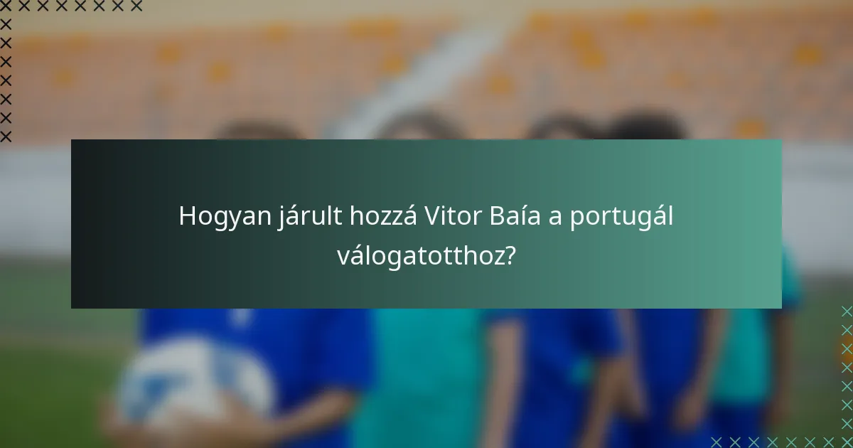 Hogyan járult hozzá Vitor Baía a portugál válogatotthoz?