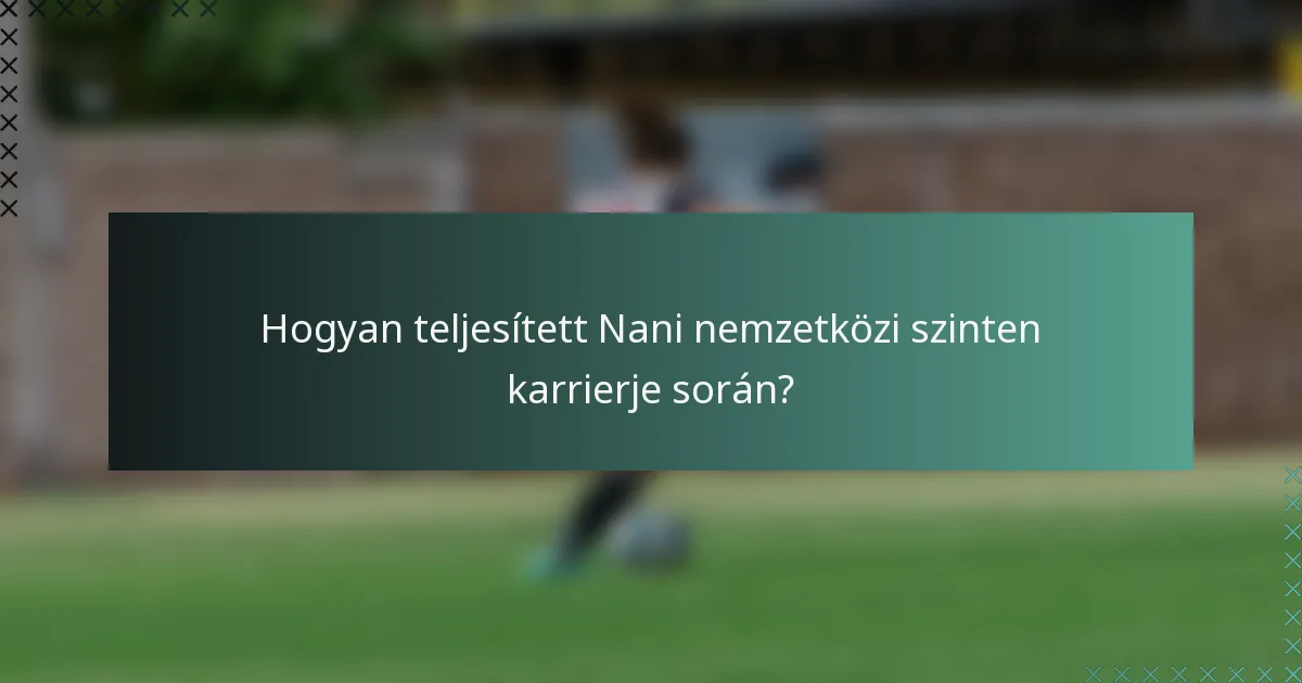 Hogyan teljesített Nani nemzetközi szinten karrierje során?
