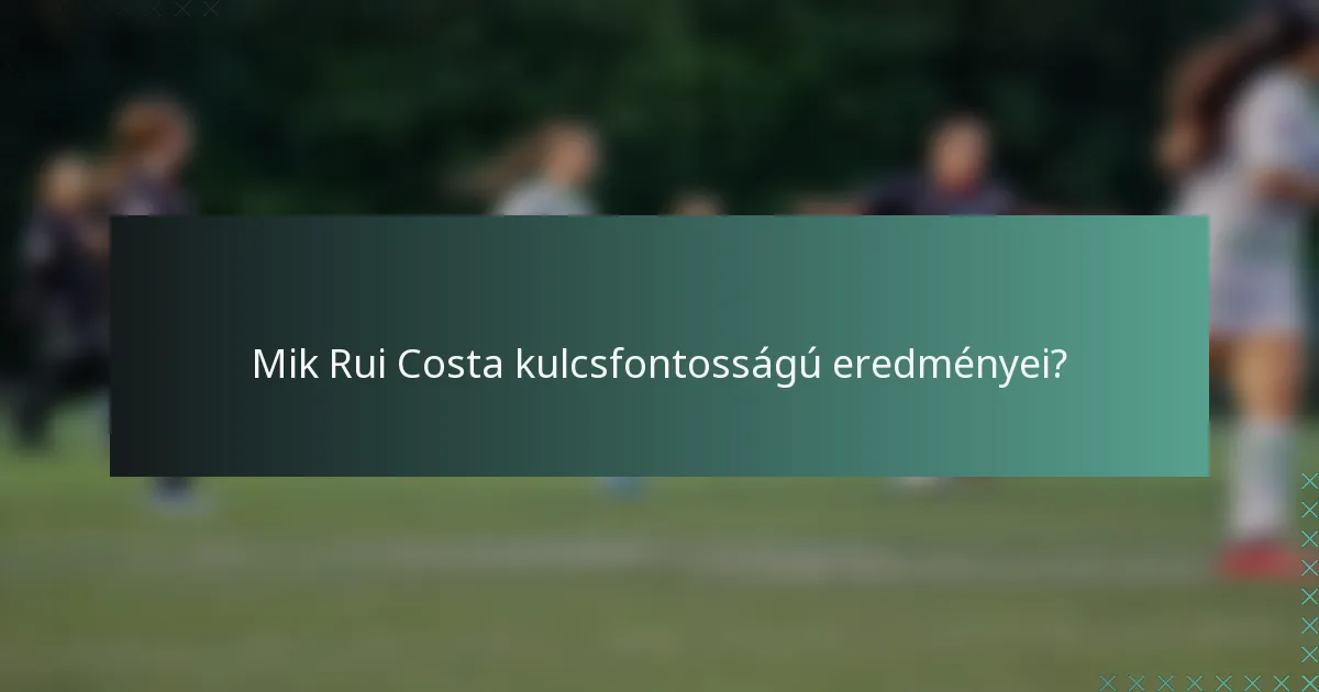 Mik Rui Costa kulcsfontosságú eredményei?
